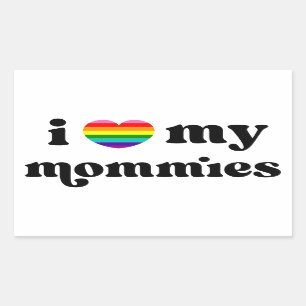Pegatina Rectangular Amo a mis madres queer mamas corazón arcoiris