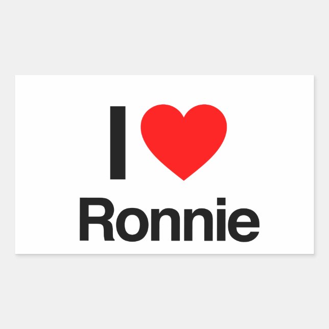 Pegatina Rectangular amo a ronnie (Anverso)