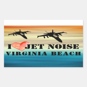 Pegatina Rectangular Amo al Poster Jet Noise Virginia Beach