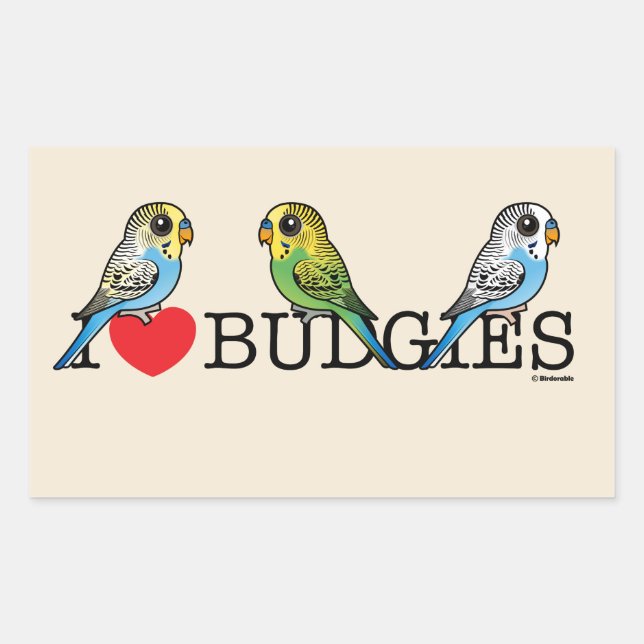 Pegatina Rectangular Amo Budgies (Anverso)