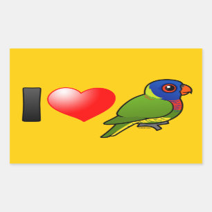 Pegatina Rectangular Amo el arco iris Lorikeets