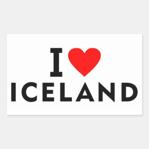 Pegatina Rectangular Amo el país de Islandia como el turismo de viajes