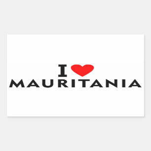 Pegatina Rectangular Amo el país de Mauritania como los viajes por el c