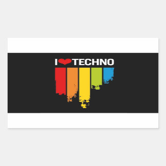 Pegatina Rectangular Amo la música Techno