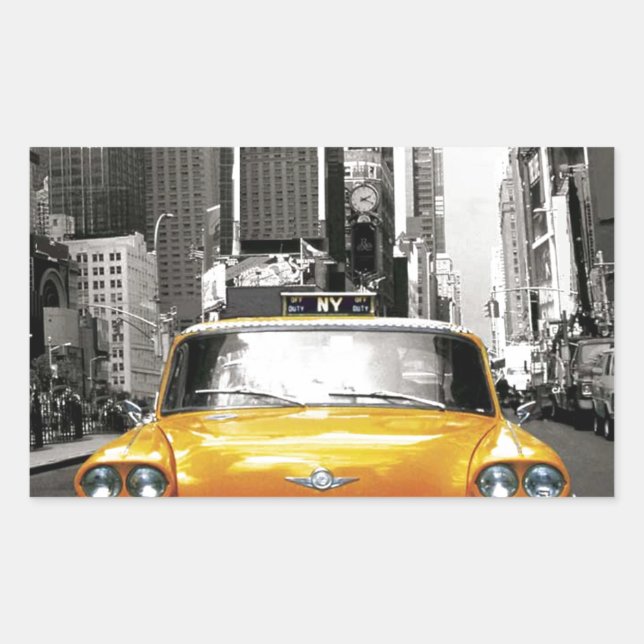 Pegatina Rectangular Amo NYC - Taxi de Nueva York (Anverso)