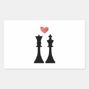Pegatina Rectangular Amor al Rey y la Reina del Ajedrez