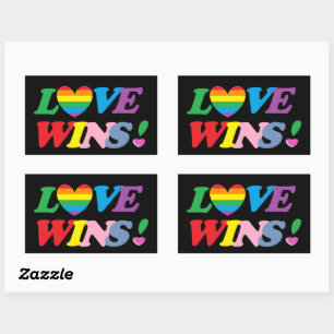 Pegatina Rectangular Amor arcoíris gana orgullo corazón LGBT