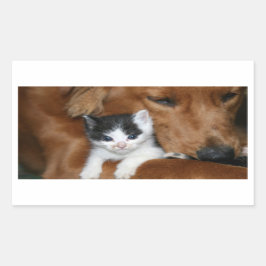 Pegatina Rectangular Amor de los cachorros