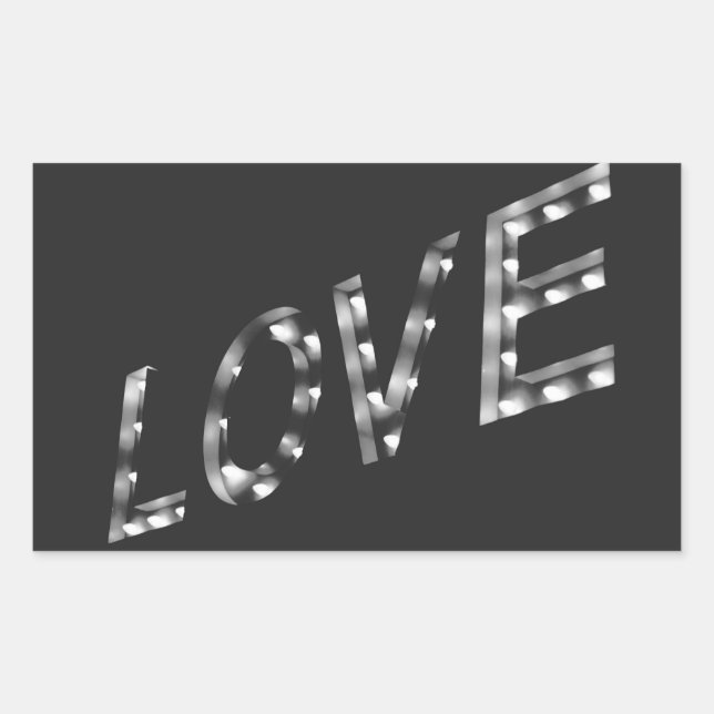 Pegatina Rectangular AMOR en las luces, Marqués, señal, (Anverso)