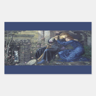 Pegatina Rectangular Amor entre las ruinas (de Edward Burne-Jones)