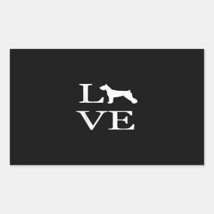 Pegatina Rectangular amor gigante schnauzer silhouette amante del perro