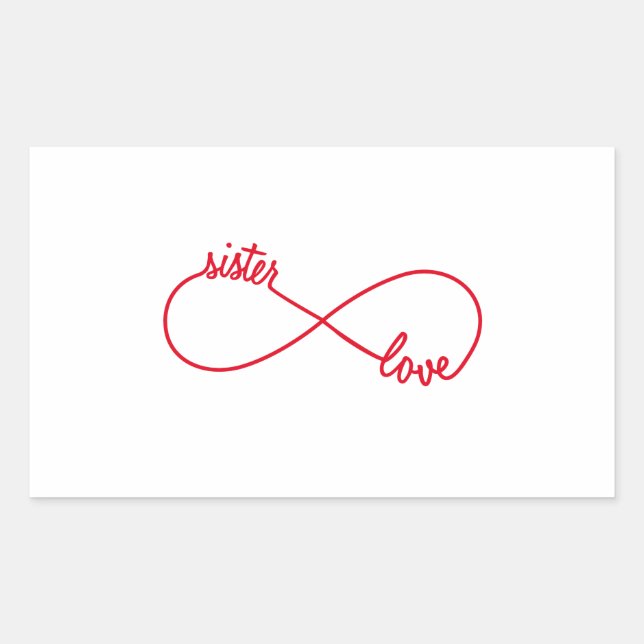 Pegatina Rectangular Amor hermano, signo infinito (Anverso)