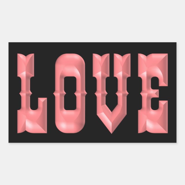 Pegatina Rectangular AMOR rosado 3D (Anverso)