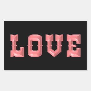 Pegatina Rectangular AMOR rosado 3D