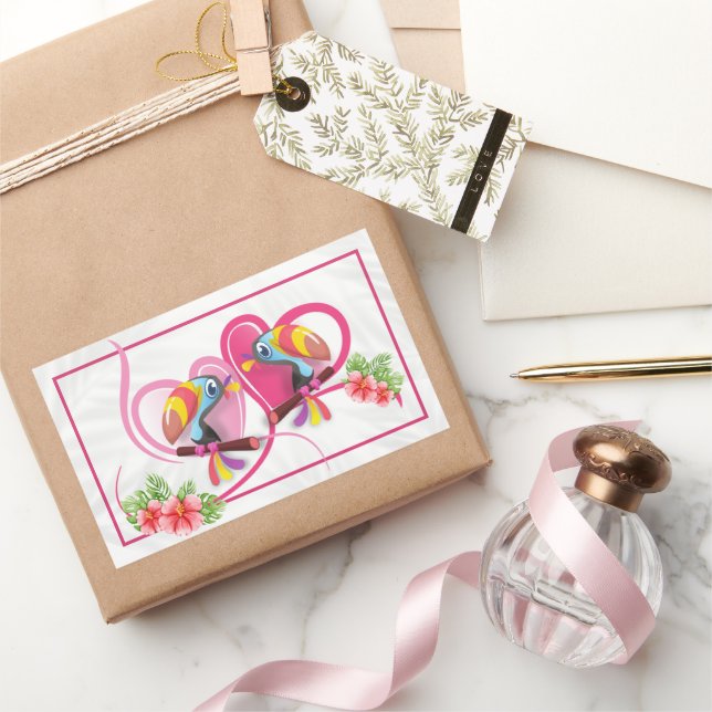 Pegatina Rectangular Amor Turco Tropical (Regalar)