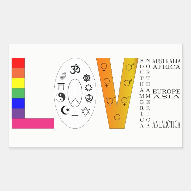 Pegatina Rectangular Amor universal (Anverso)