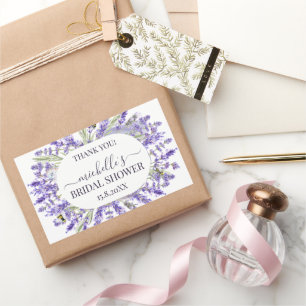 Pegatina Rectangular Amor y Lavanda   Favor de agradecimiento floral el