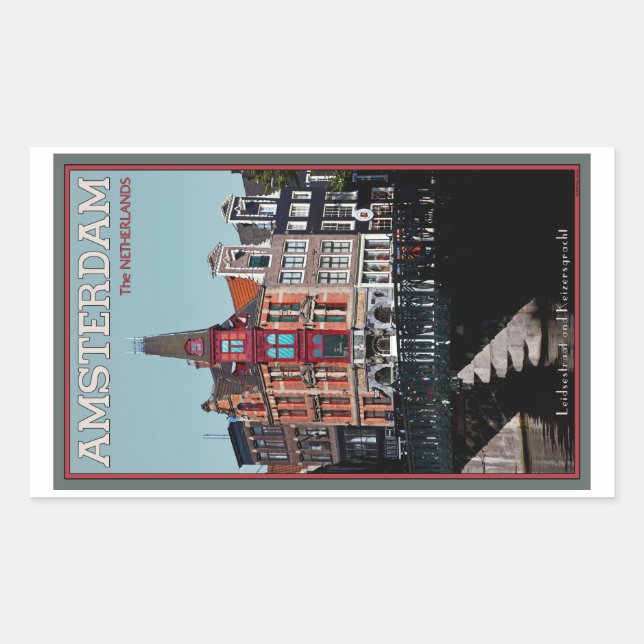 Pegatina Rectangular Amsterdam - Leidsestraat - Keizersgracht (Anverso)