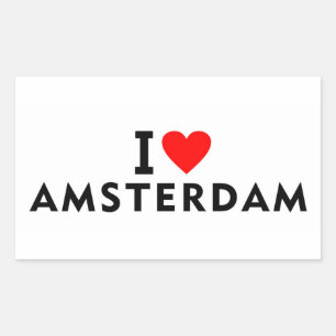 Pegatina Rectangular Ámsterdam Países Bajos ciudad del amor corazón gus