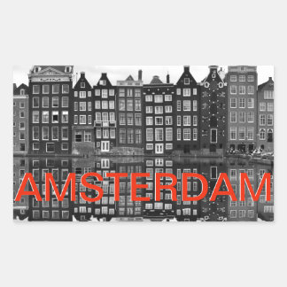 Pegatina Rectangular Amsterdam steden koffer sticker