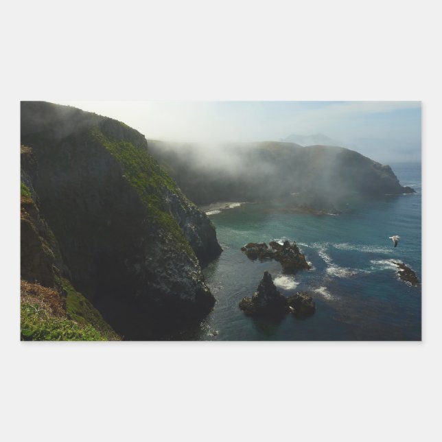 Pegatina Rectangular Anacapa Island brumoso en Channel Islands (Anverso)