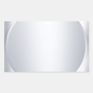 Pegatina Rectangular Añadir un texto elegante metálico plateado blanco 