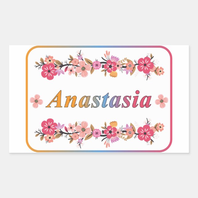 Pegatina Rectangular Anastasia Name (Anverso)