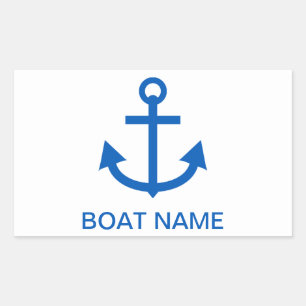 Pegatina Rectangular Anchor Blue Personalizado Tu Nombre De Barco