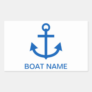 Pegatina Rectangular Anchor Blue Personalizado Tu Nombre De Barco