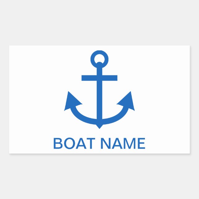 Pegatina Rectangular Anchor Blue Personalizado Tu Nombre De Barco (Anverso)