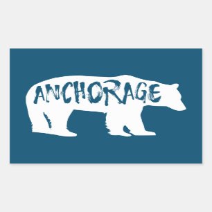 Pegatina Rectangular Anchorage Alaska Bear