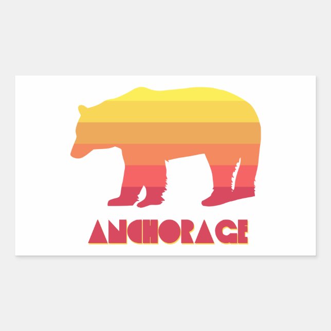 Pegatina Rectangular Anchorage Alaska Rainbow Bear (Anverso)