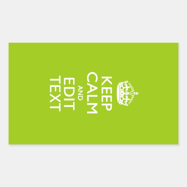 Pegatina Rectangular Android Green Keep Calm Ten Tu Texto (Anverso)