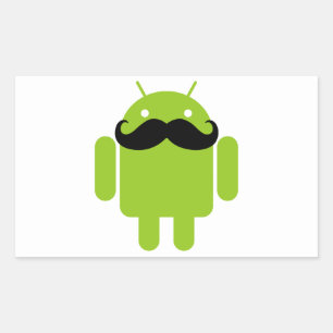 Pegatina Rectangular Android Robot Mustache