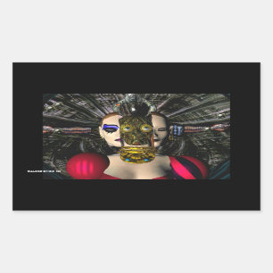 Pegatina Rectangular ANDROID XENIA SPACESHIP PILOT,Ciencia Ficción