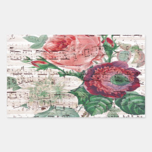 Pegatina Rectangular Anemone Music Shabby Chic