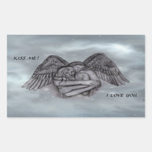 Pegatina Rectangular Angel Eros en el amor