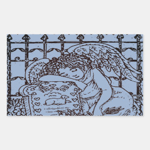 PEGATINA RECTANGULAR ÁNGEL GUARDIANO LLOVIENTE, SÍNTESIS DE DURACIÓN DE