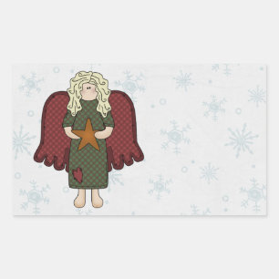 Pegatina Rectangular Ángel rubio con estrella