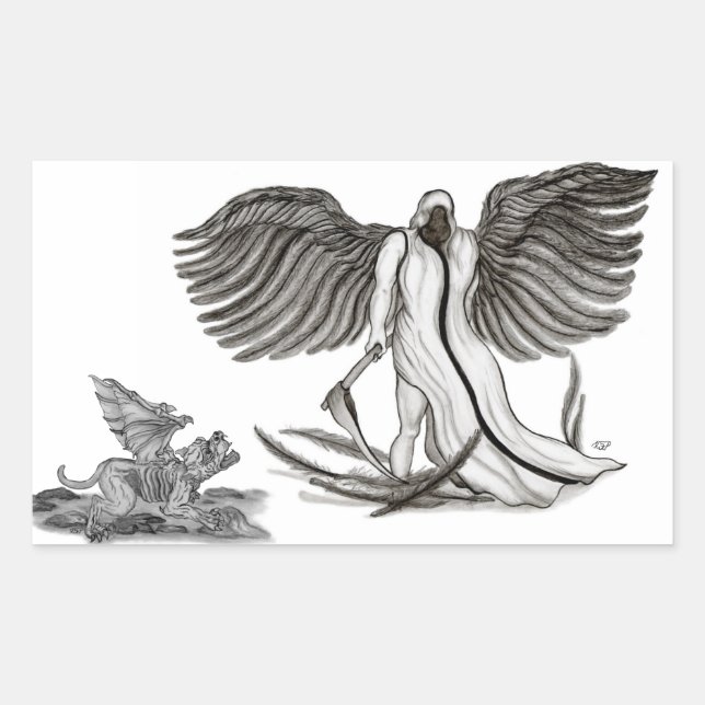 Pegatina Rectangular Angel Uriel (Anverso)