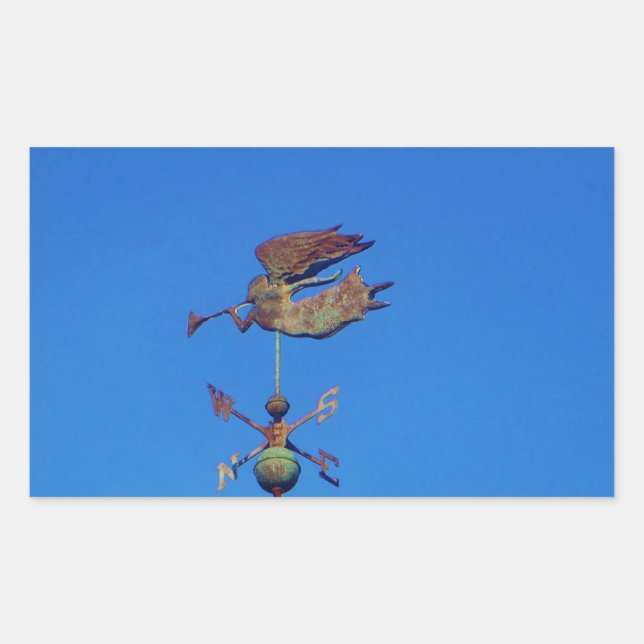 Pegatina Rectangular Ángel Weather Vane Bright Blue Sky (Anverso)