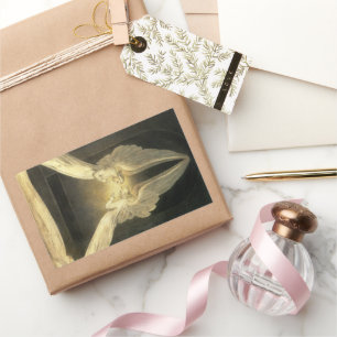 Pegatina Rectangular Ángeles antiguos sobrevolando a Jesucristo