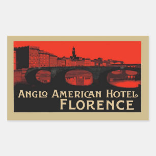 Pegatina Rectangular Anglo American Hotel (Florencia)