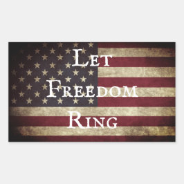 Pegatina Rectangular Anillo de la libertad Bandera estadounidense vinta