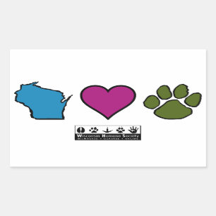 Pegatina Rectangular Animales de los corazones de Wisconsin