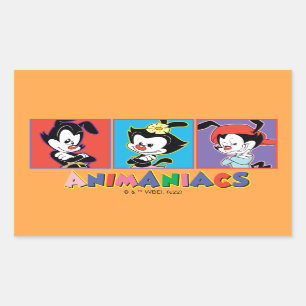 Pegatina Rectangular Animaniacs   Gráfico de Yakko, Dot y Wakko