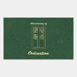 Pegatina Rectangular Aniversario sacerdote de cuero natural