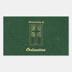 Pegatina Rectangular Aniversario sacerdote de cuero natural