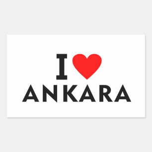 Pegatina Rectangular Ankara Turquía ciudad del amor corazón gusta viaja
