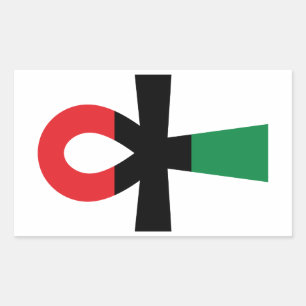 Pegatina Rectangular Ankh rojo, negro y verde